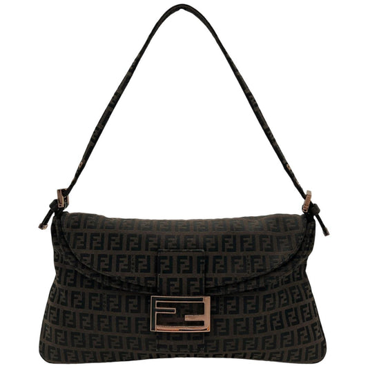 Fendi Baguette Shoulder Bag Brown Black Zucca Monogram