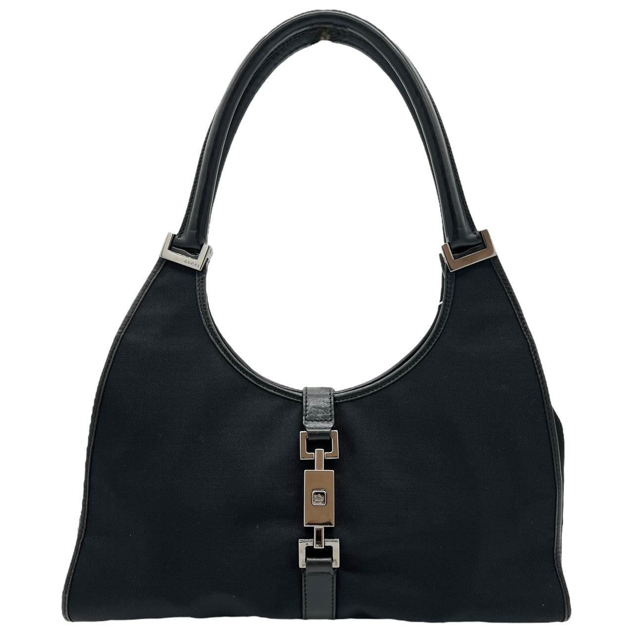 Gucci Jackie Black Canvas and Leather Shoulder Bag - Outfit Repeater
