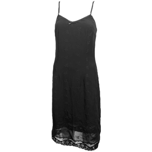 Dolce & Gabbana Black Embroidered Slip Dress with Lace Trim - Outfit Repeater