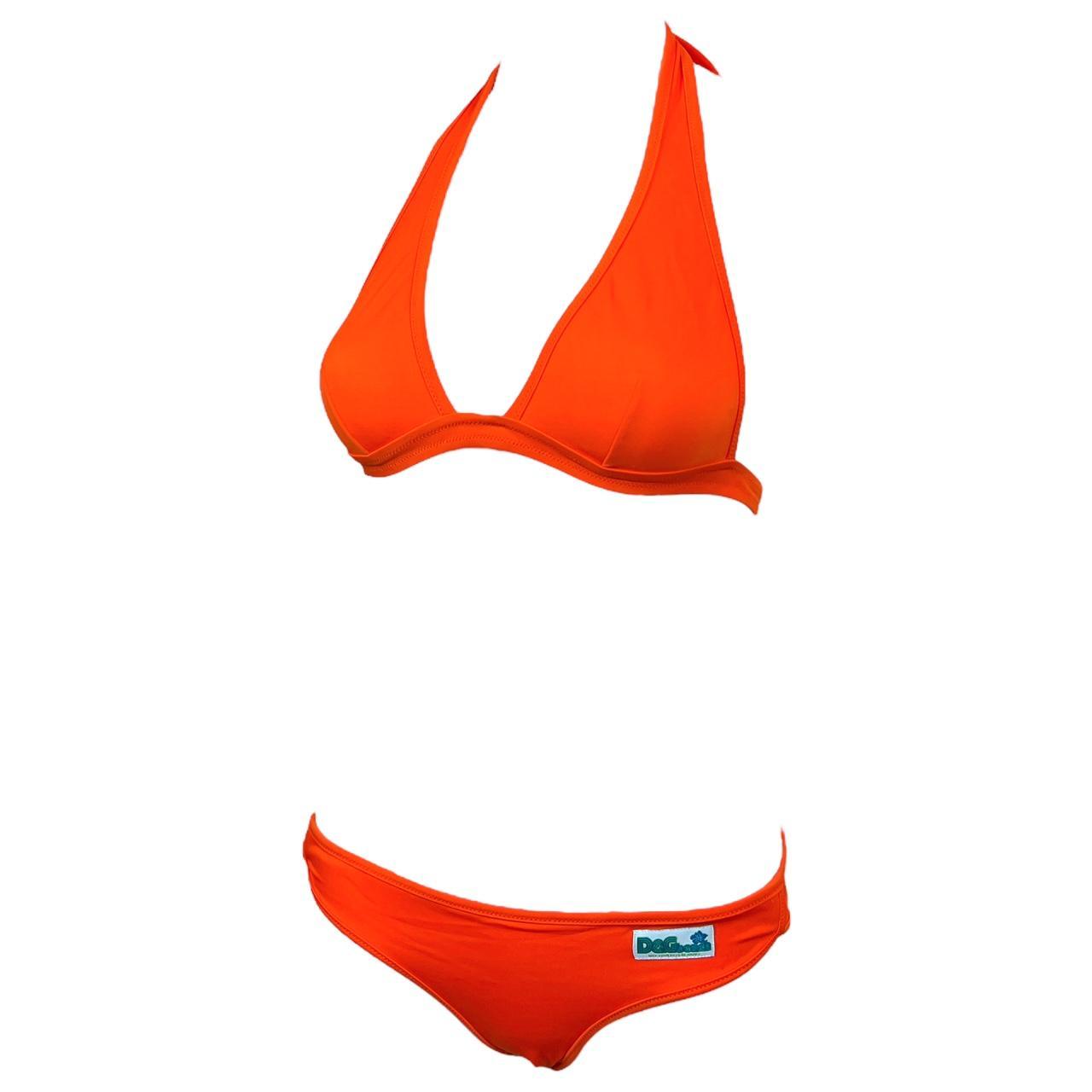 Dolce & Gabbana Bright Orange Halter Bikini Set