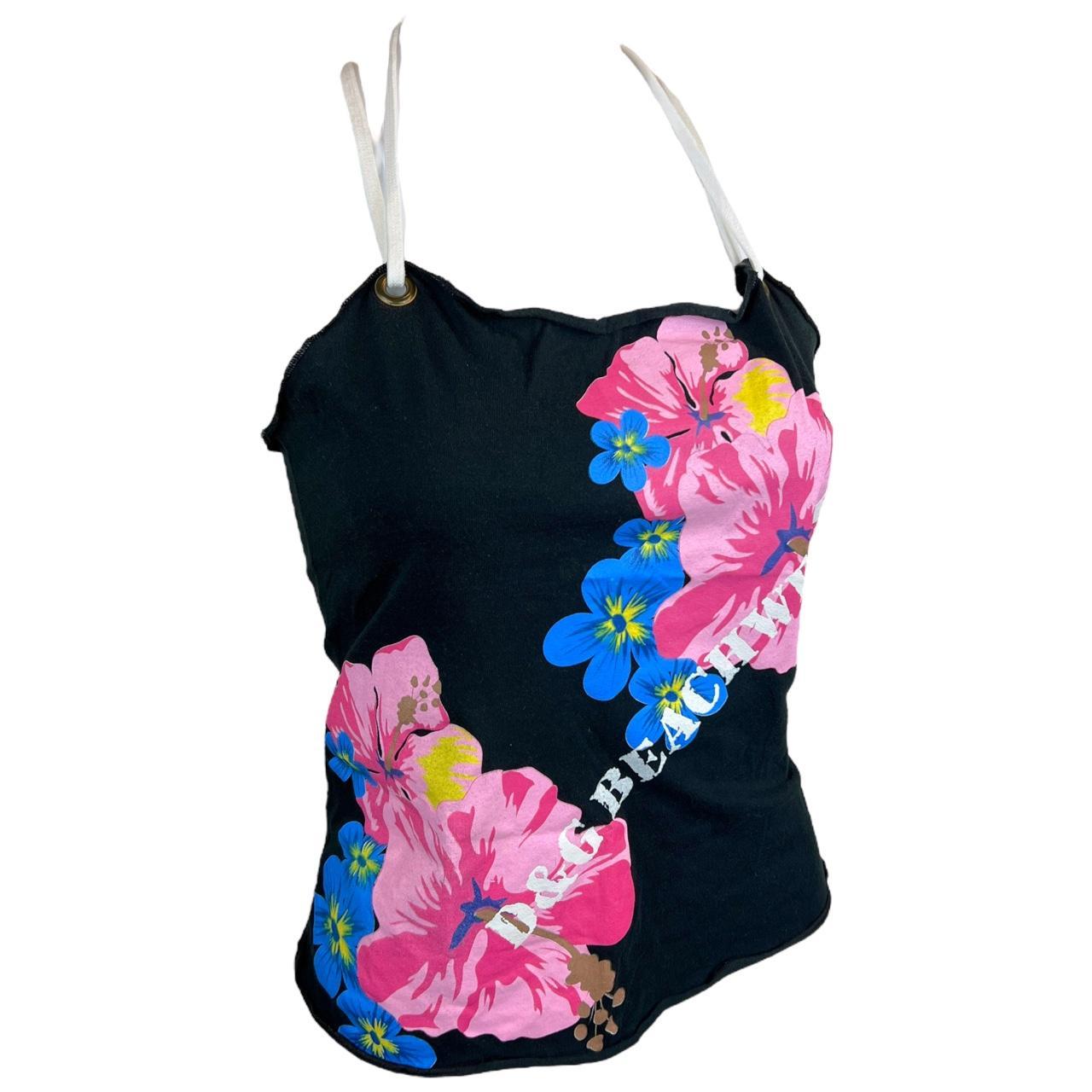 Dolce & Gabbana Beachwear Hibiscus Graphic Tie-Back Halter Tank Top - Outfit Repeater