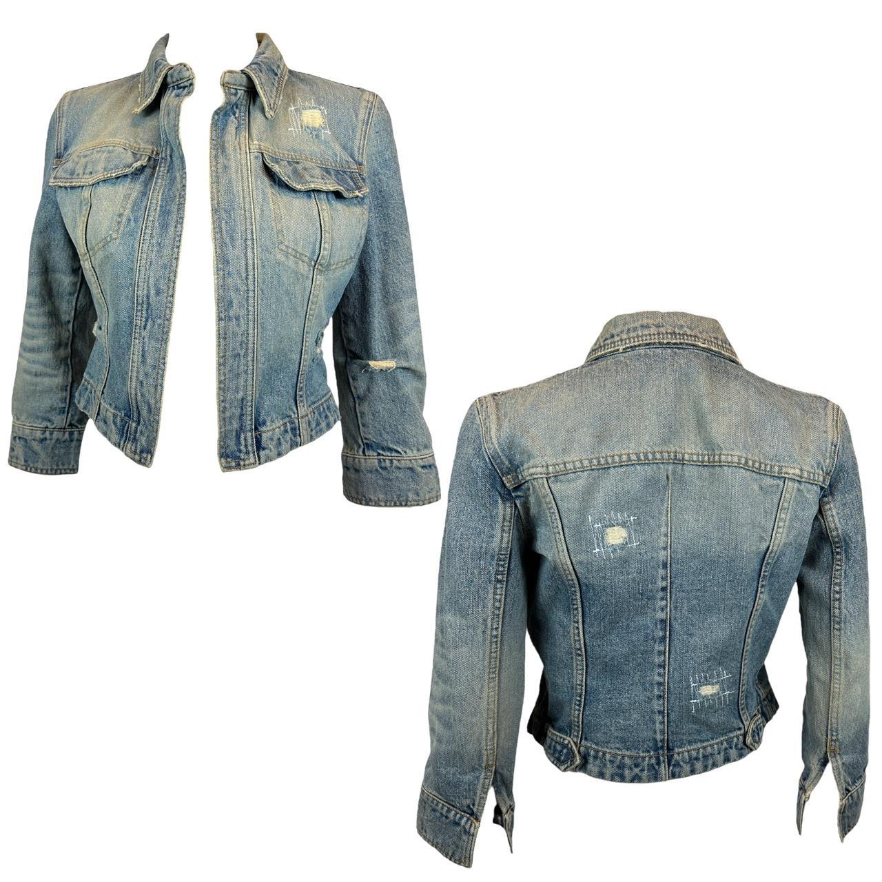 Dolce & Gabbana Cropped Distressed Denim Jacket Light Blue
