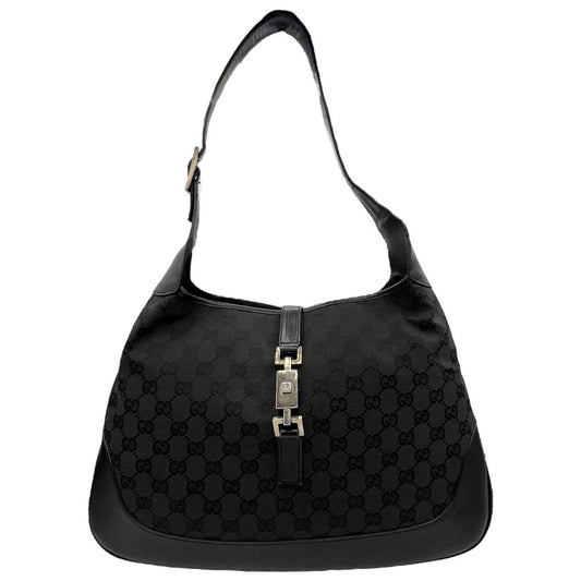 Gucci Black Monogram Canvas Leather Shoulder Bag