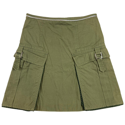 Louis Vuitton Khaki Green Cargo Pocket Midi Skirt