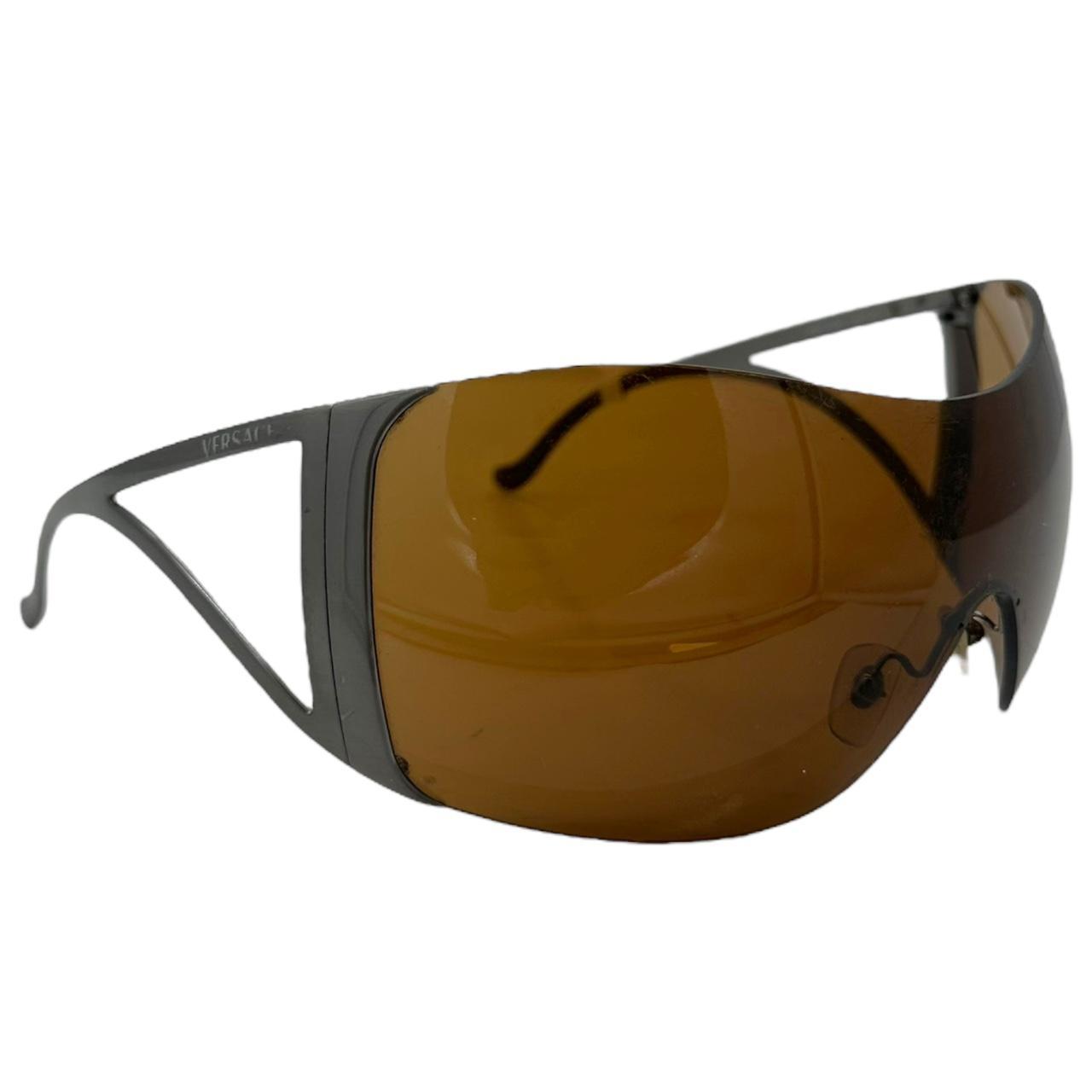 Versace Brown Oversized Wrap Sunglasses