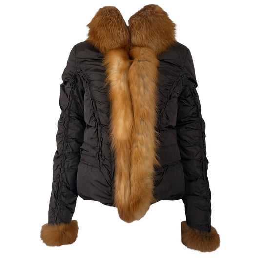 Blumarine Fox Fur Trim Down Puffer Coat