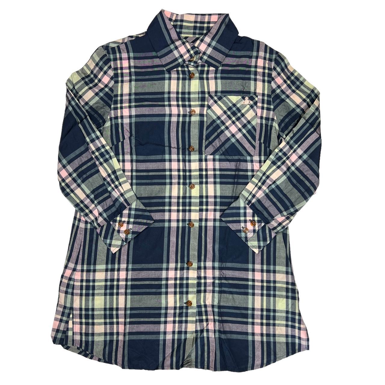 Vivienne Westwood Red Label Pink and Blue Longline Plaid Button Up Shirt - Outfit Repeater
