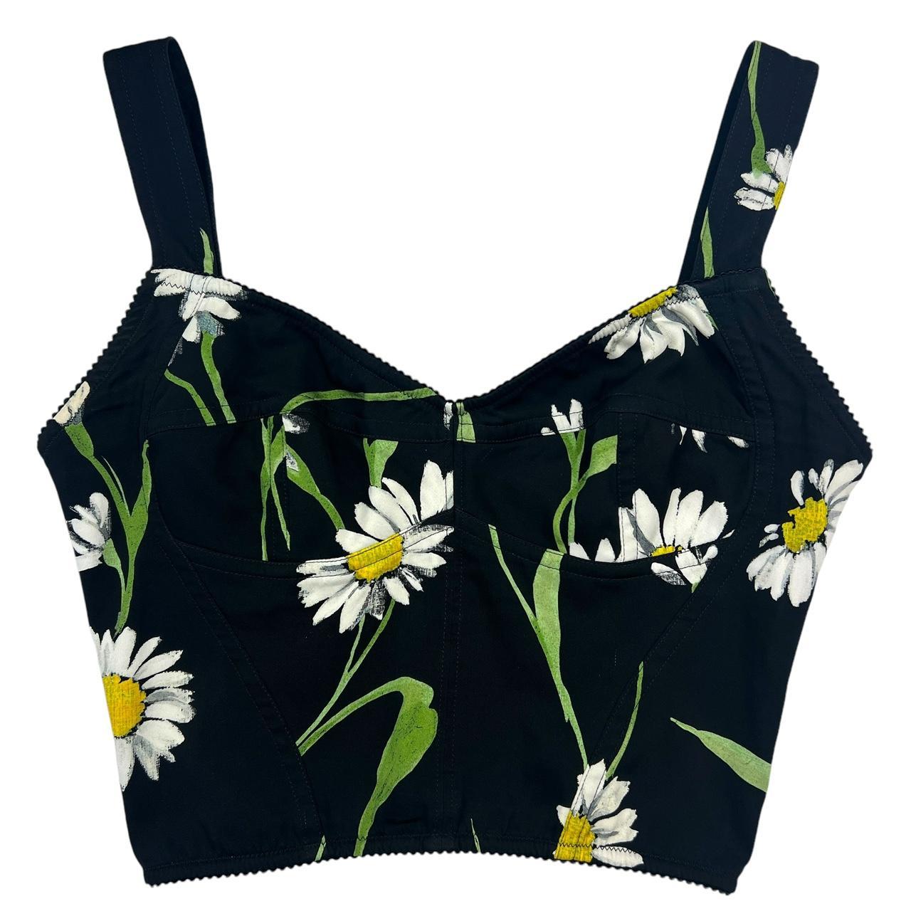 Dolce & Gabbana Daisy Print Cropped Bustier Top