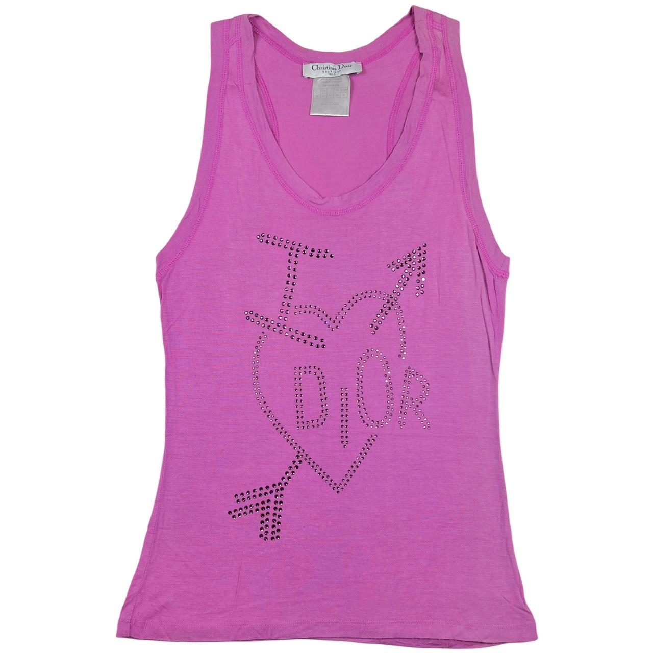 Christian Dior by John Galliano F/W 2004 I Heart Dior Pink Rhinestone Tank Top - Outfit Repeater