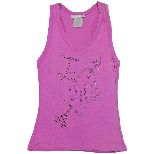 Christian Dior by John Galliano F/W 2004 I Heart Dior Pink Rhinestone Tank Top - Outfit Repeater
