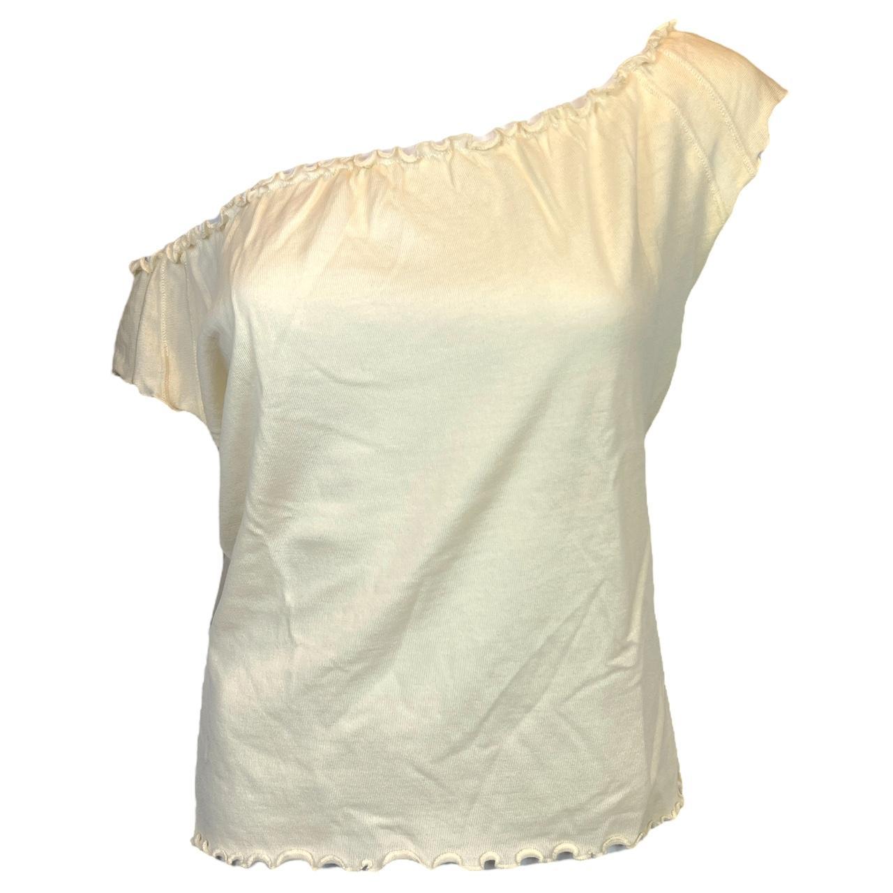 Gucci By Tom Ford 1999 Ivory Lettuce Edge Off The Shoulder Top - Outfit Repeater