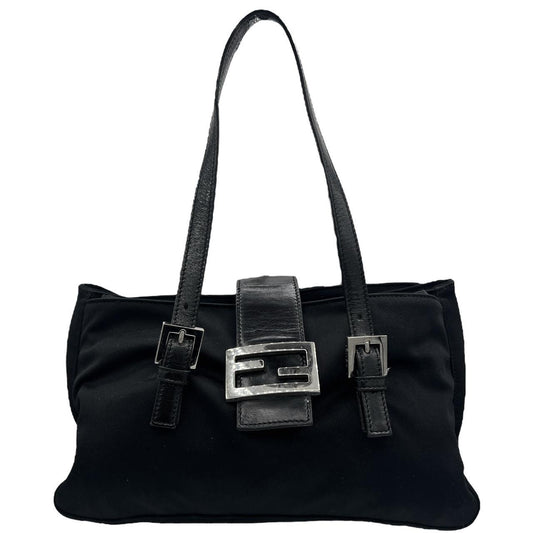 Fendi Black Neoprene Rectangle Baguette Shoulder Bag