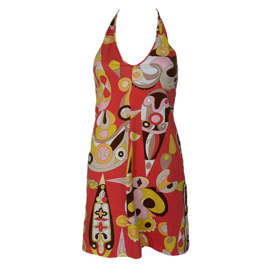 Emilio Pucci Multicolor Printed Halter Mini Dress