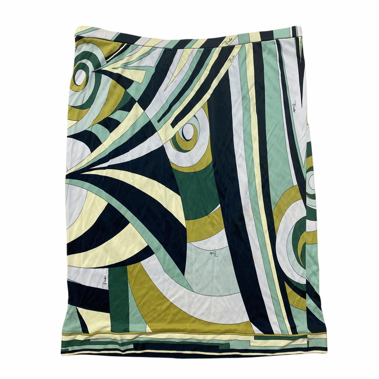 Emilio Pucci Firenze Green Toned Signature Patterned Midi Skirt