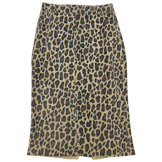 Dolce & Gabbana Leopard Print Suede Leather Midi Skirt