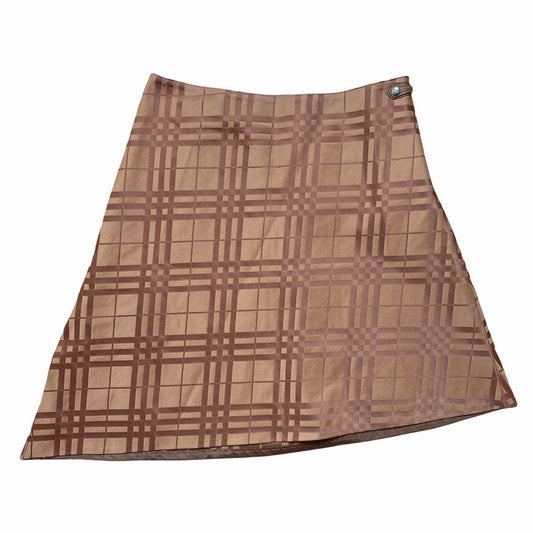 Burberry Blue Label Asymmetrical Hem Tan Nova Check Plaid Silk Skirt - Outfit Repeater