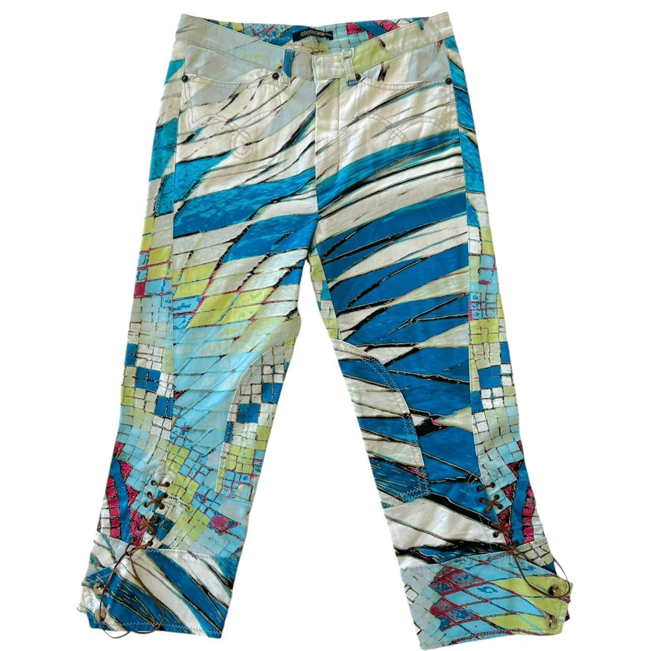 Roberto Cavalli Printed Capri Pants w/ Leather Ties