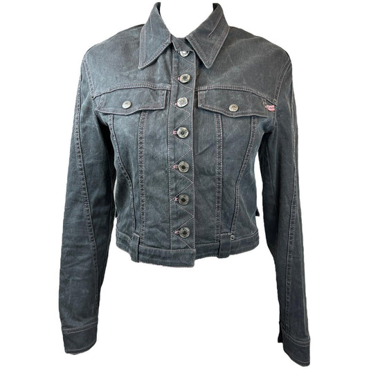 Christian Dior by John Galliano Spring 2003 Gray Denim Jacket With Pink Stitching - Outfit Repeater