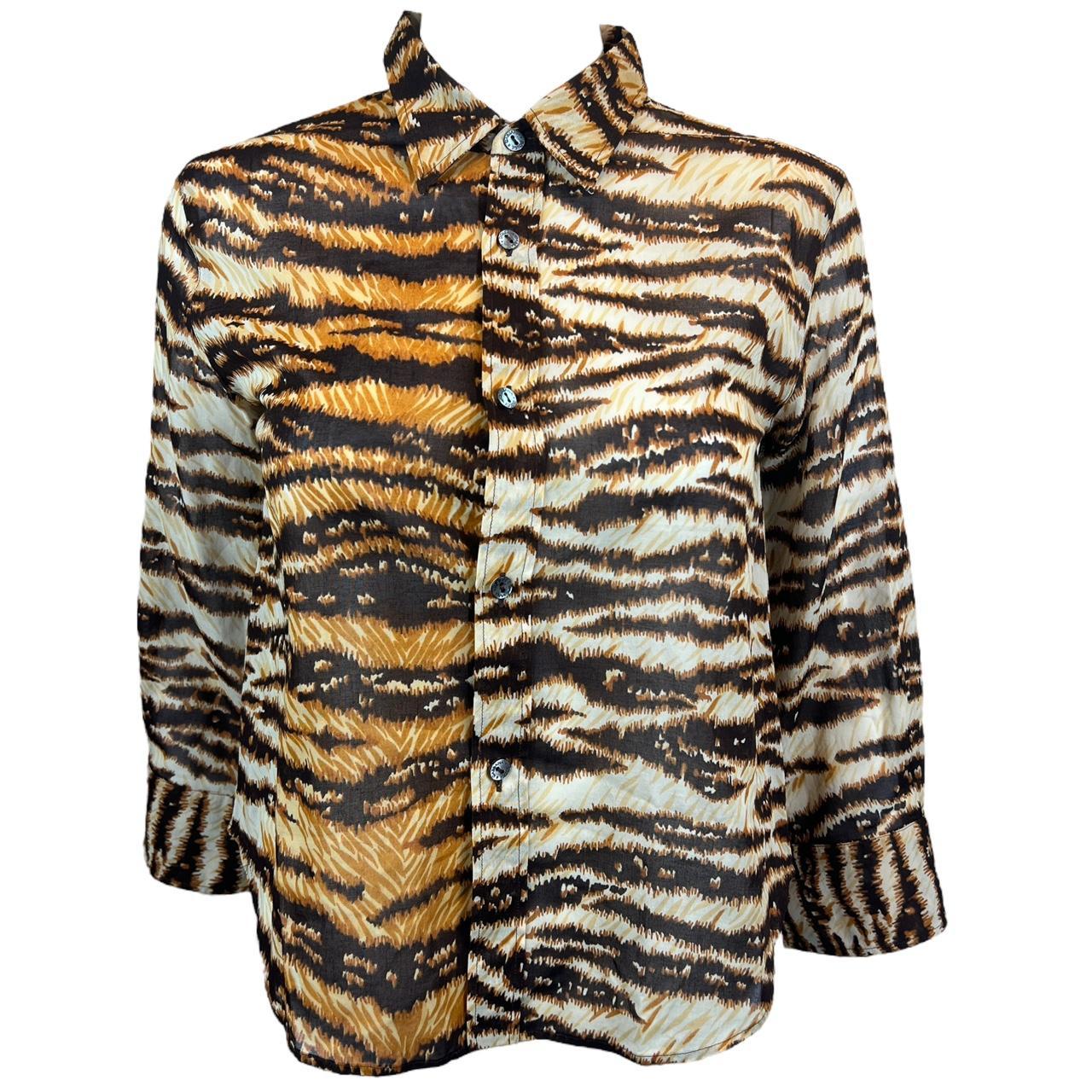 Dolce & Gabbana Semi-Sheer Tiger Print Blouse Top - Outfit Repeater