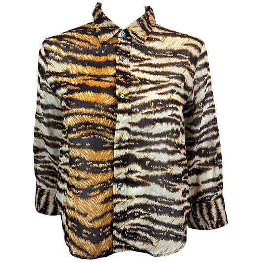 Dolce & Gabbana Semi-Sheer Tiger Print Blouse Top