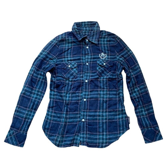 Hysteric Glamour Embroidered Blue and Green Plaid Shirt