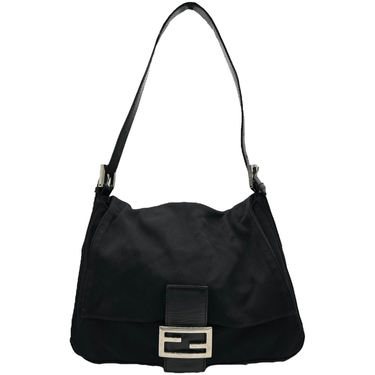 Fendi Black Neoprene Mama Baguette Shoulder Bag