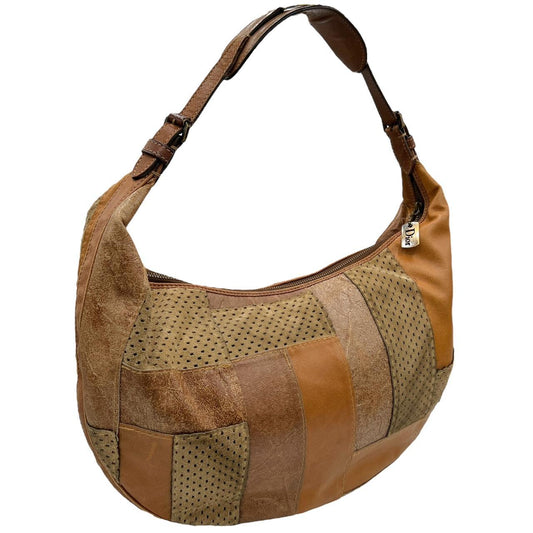 Christian Dior Brown Patchwork Leather Hobo Bag