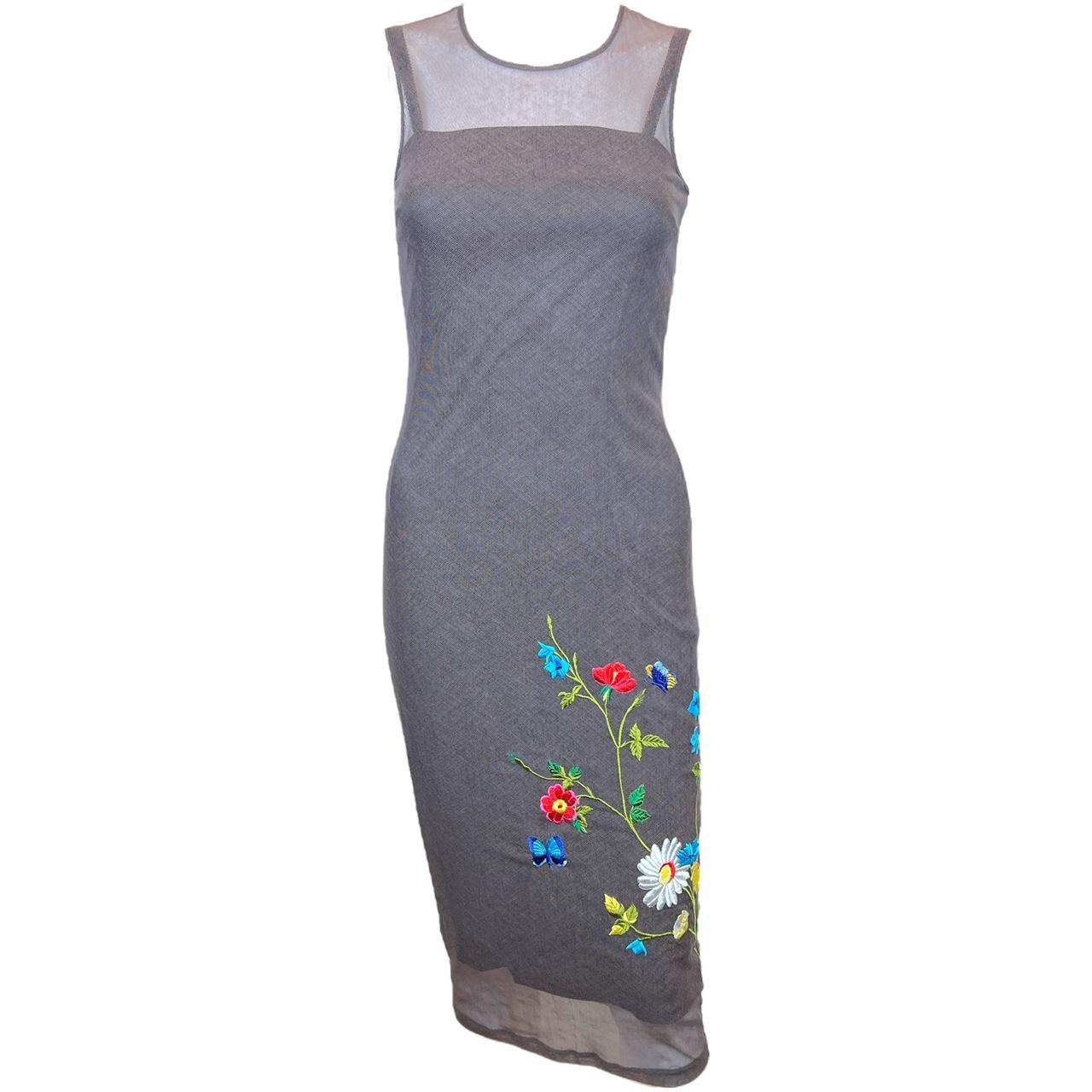 Dolce & Gabbana Purple Floral Embroidered Mesh Slip Dress - Outfit Repeater