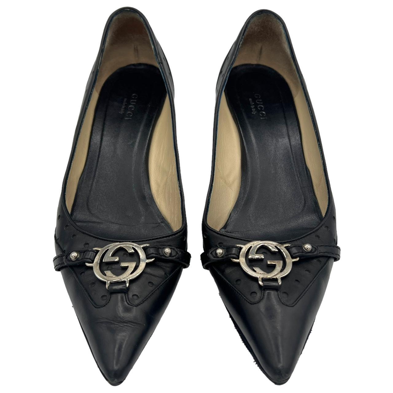 Gucci Black Pointed Toe Heels with GG Logo