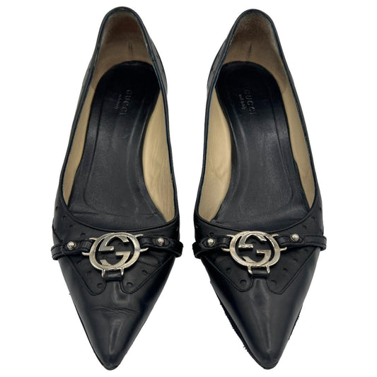 Gucci Black Pointed Toe Heels with GG Logo