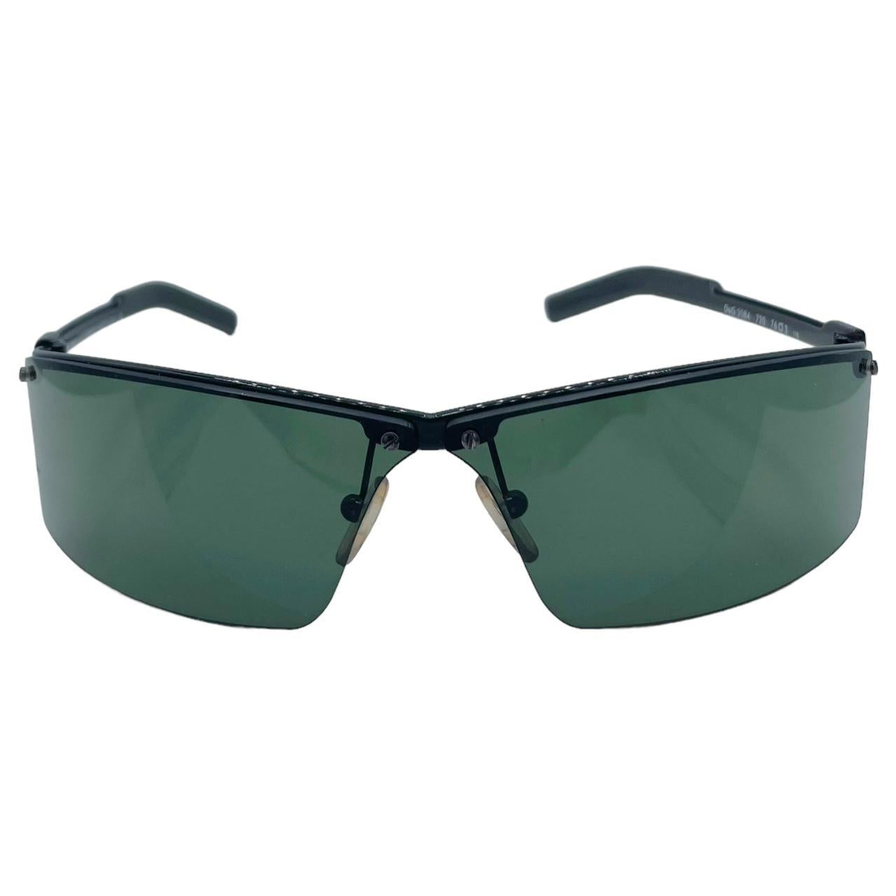 Dolce & Gabbana Black Rimless Shield Sunglasses