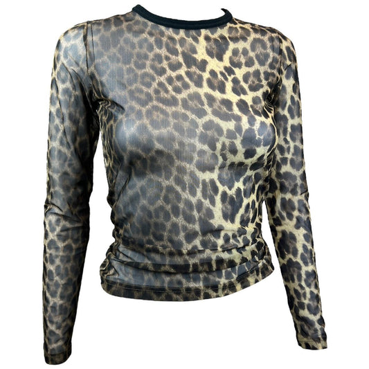 Jean Paul Gaultier Leopard Print Longsleeve Mesh Top