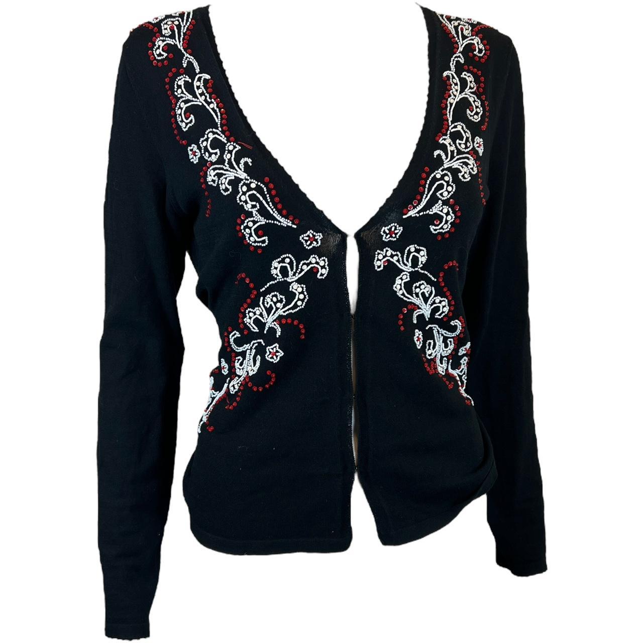 Vivienne Tam Beaded Open Front Cardigan Top - Outfit Repeater