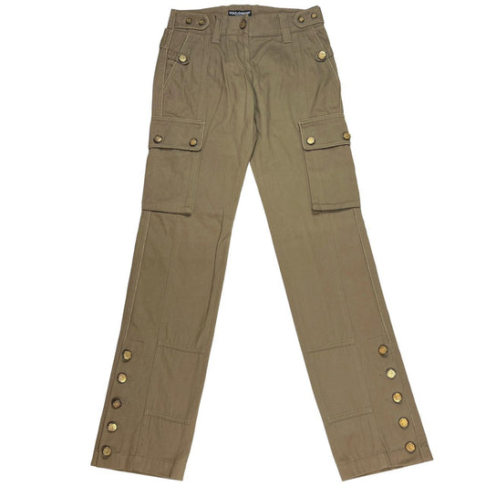 Dolce & Gabbana Khaki Low Rise Cargo Pants with Gold Buttons - Outfit Repeater