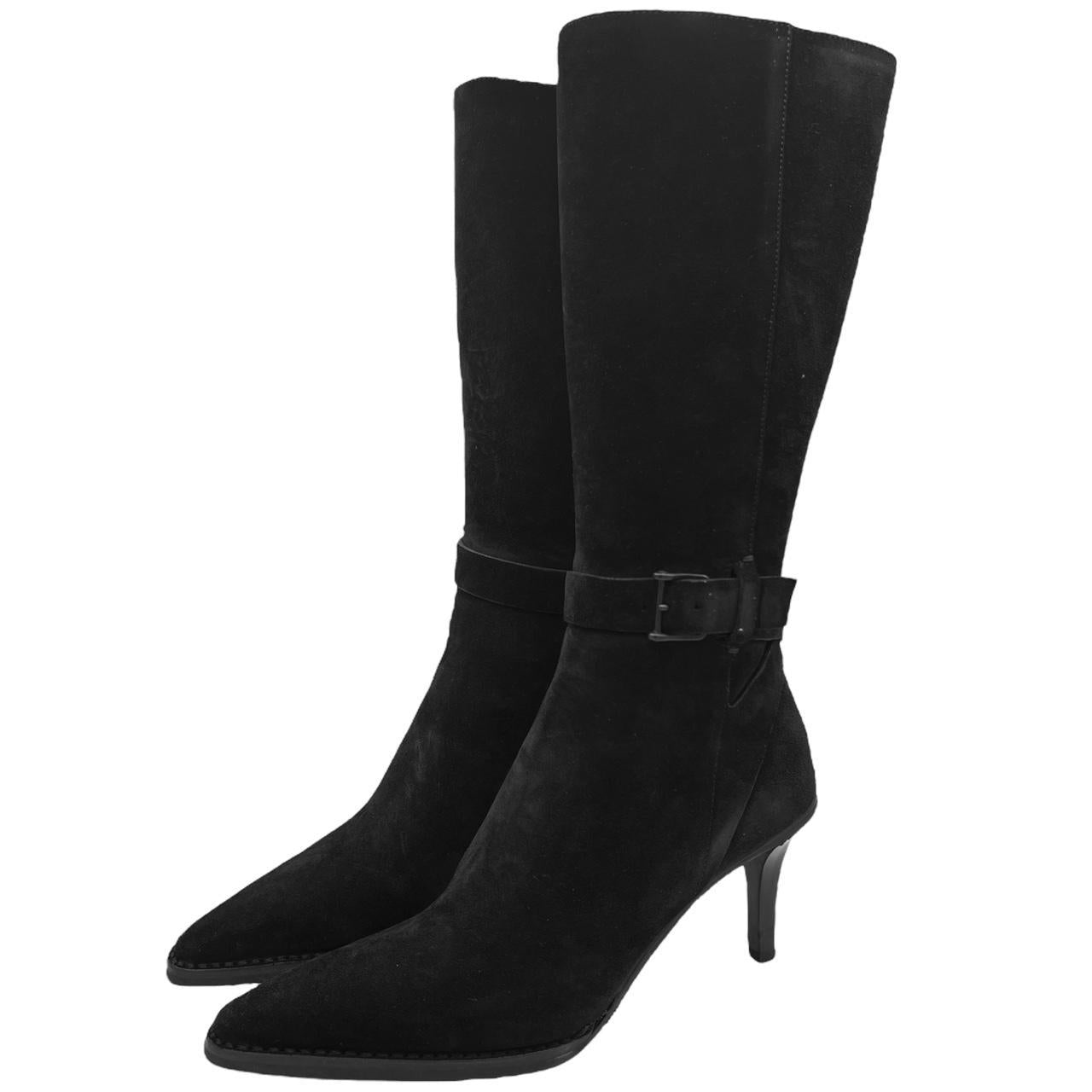 Gucci by Tom Ford Black Suede Pointed Toe Knee High Boots - Outfit Repeater