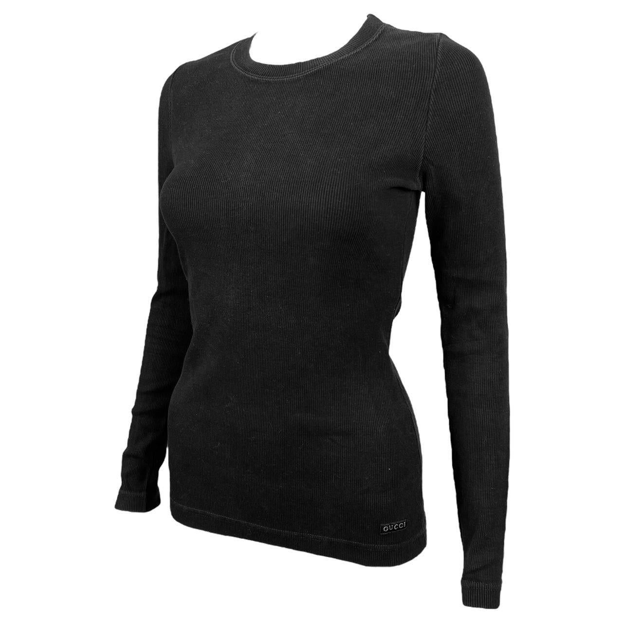 Gucci By Tom Ford F/W 1997 Black Ribbed Longsleeve T-Shirt - Outfit Repeater