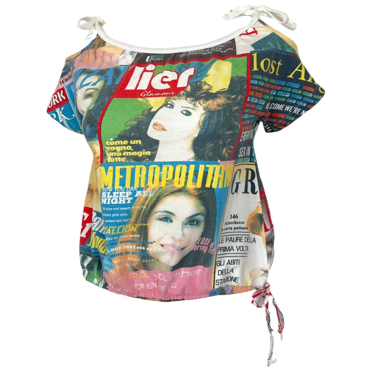 Dolce & Gabbana Magazine Print Cold Shoulder T-Shirt