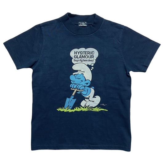 Hysteric Glamour x Smurfs 'Says Dig Here Deep!' Black Graphic T-Shirt - Outfit Repeater