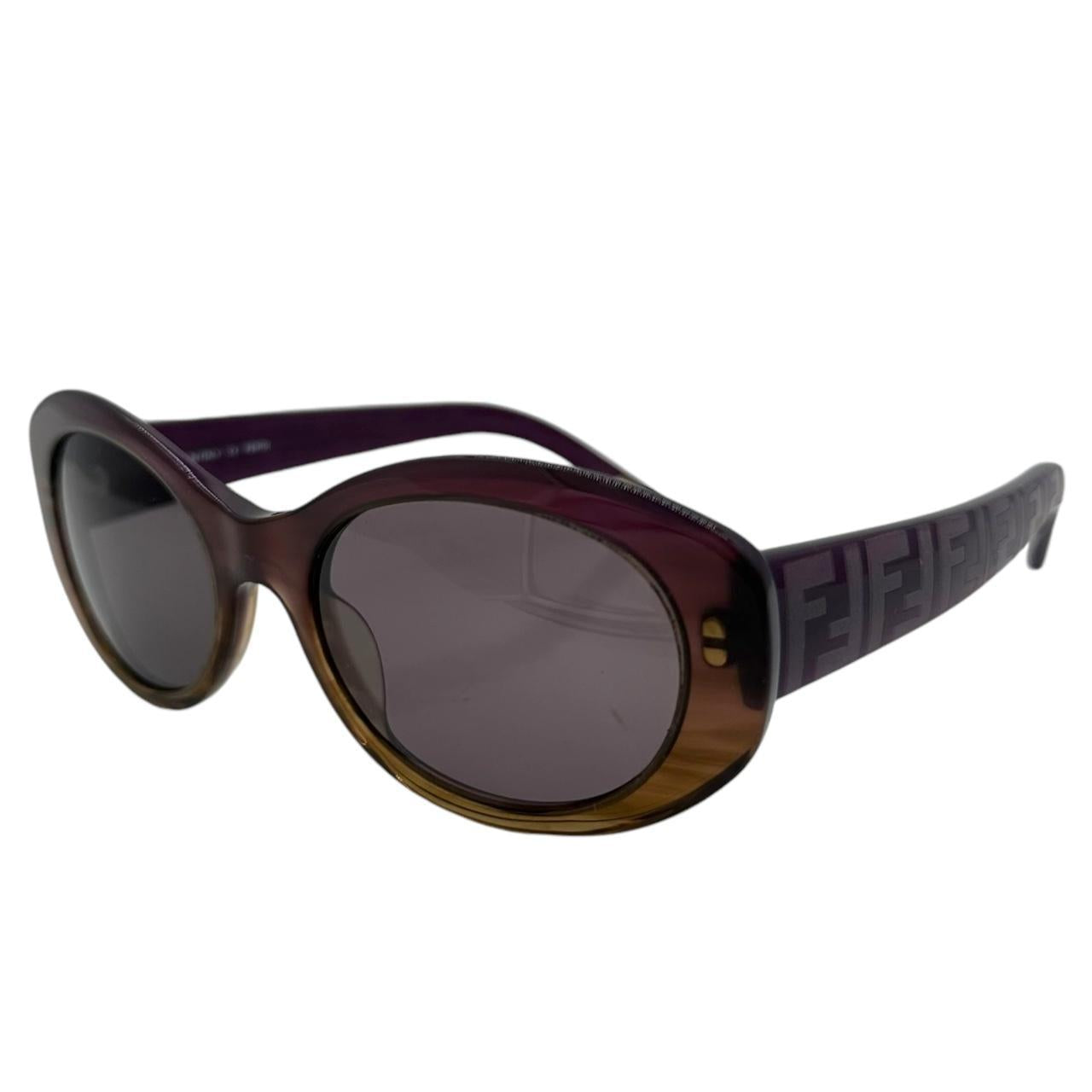 Fendi Oval Sunglasses Brown Purple Logo Arms