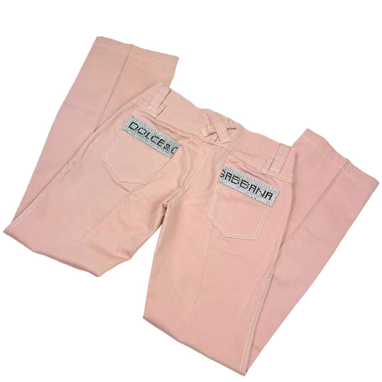 Dolce & Gabbana Pink Low Rise Pants with Crystal Embellished Logo Pockets - Outfit Repeater