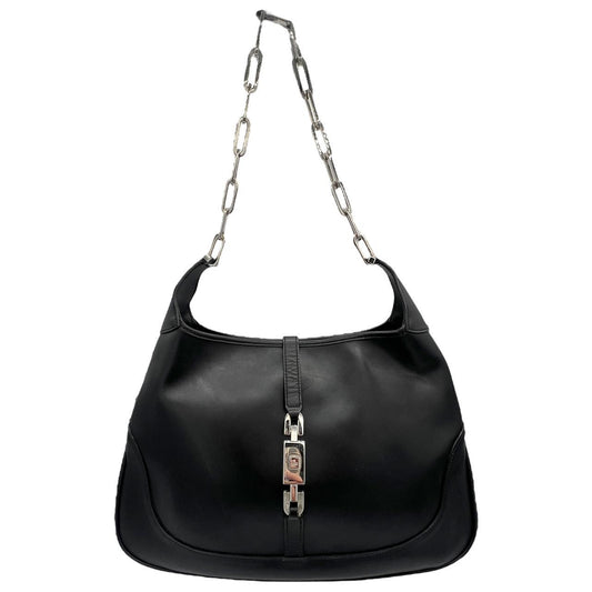 Gucci Black Leather Jackie Bag With Chain Strap