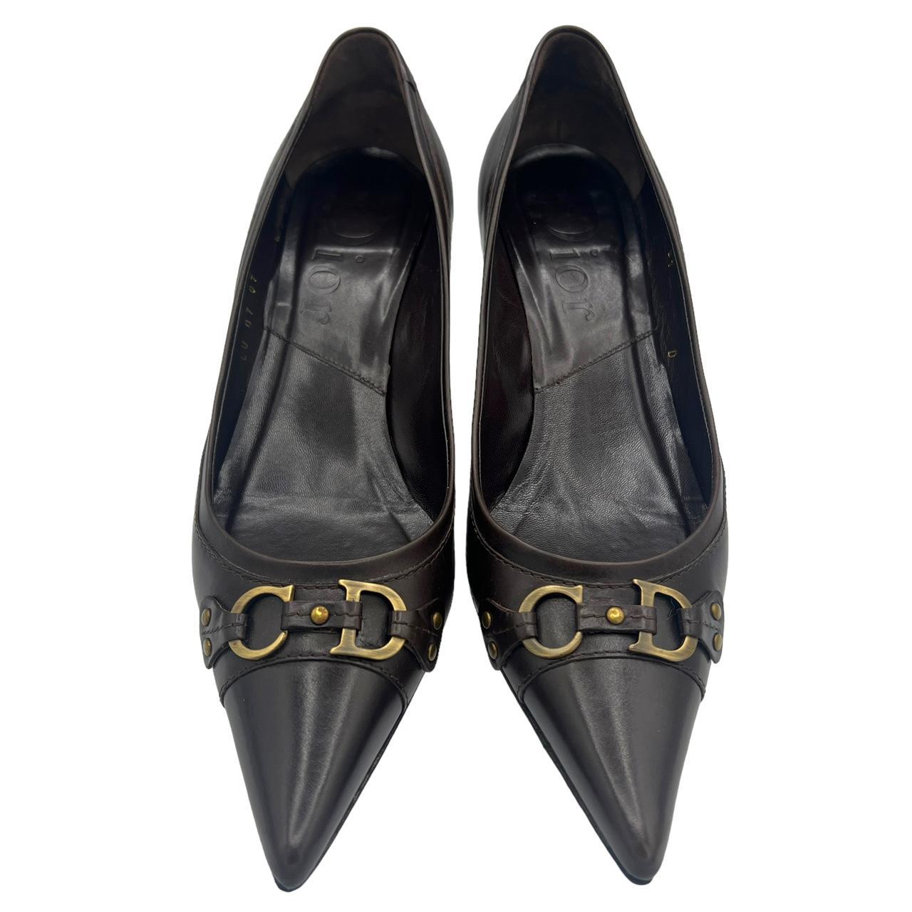 Christian Dior Brown Leather Pointed Toe Heels