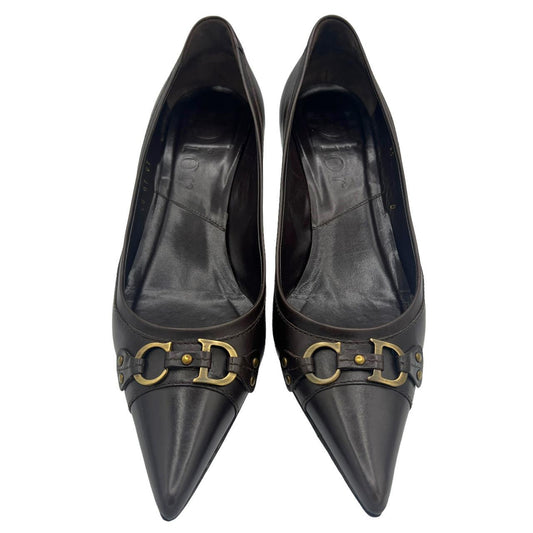 Christian Dior Brown Leather Pointed Toe Heels