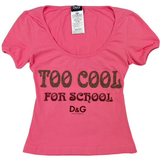 Dolce & Gabbana Too School For School Pink Graphic T-Shirt with Cutout