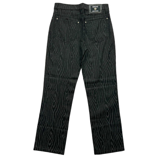 Versace Jeans Couture Black and Gray Zebra / Woodgrain / Swirl Printed Pants