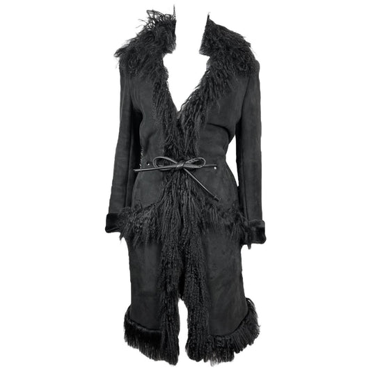 Gucci Black Fur Leather Coat Tom Ford