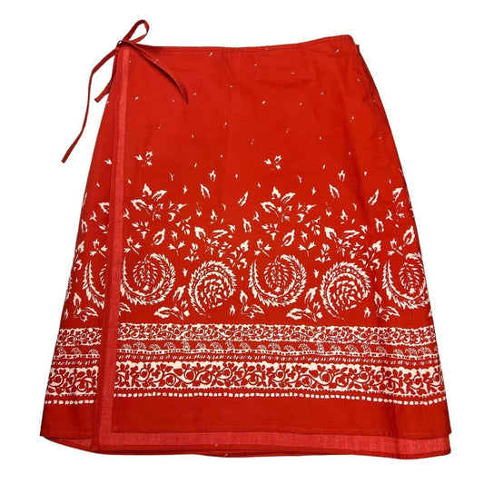 Burberry Blue Label Red and White Patterned Wrap Mid Length Mini Skirt