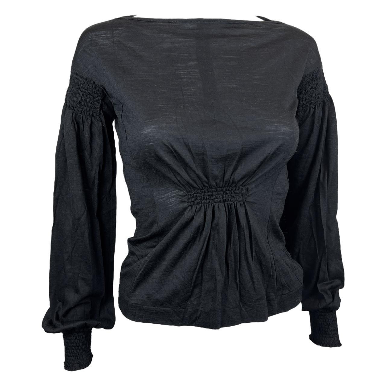 Gucci by Tom Ford F/W 1999 Black Silk and Wool Blend Puff Sleeve Top - Outfit Repeater