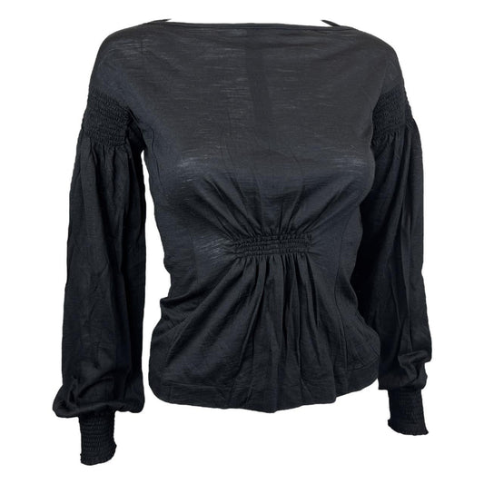 Gucci by Tom Ford F/W 1999 Black Silk and Wool Blend Puff Sleeve Top