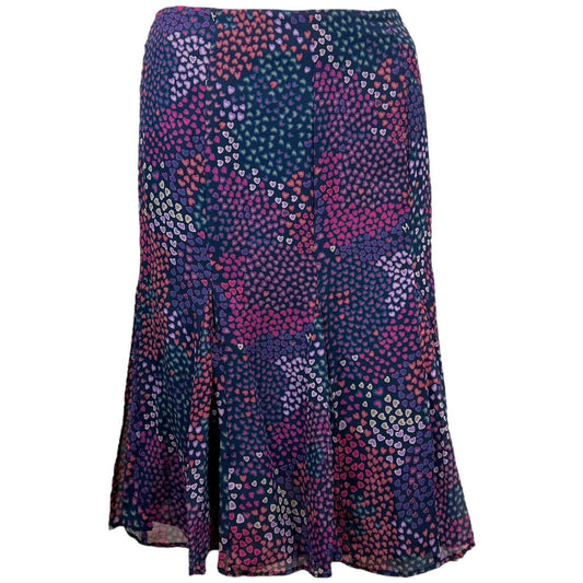 Moschino Jeans Multicolor Heart Printed Silk Midi Skirt